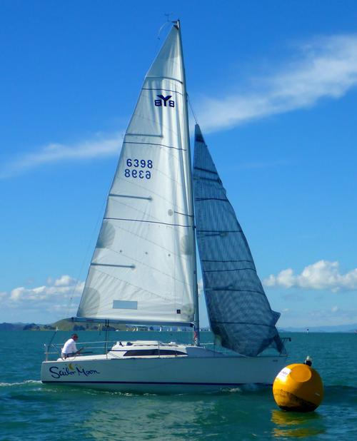 One of Jacko Van Deventer's winning tricks - Avoiding headsail batten snag at the gybe! - Bruce Elliott Memorial Young 88 Single Handed Champs  © Mike Leyland